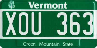 VT license plate XOU363