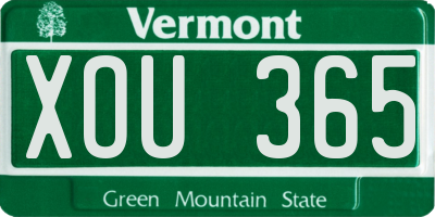 VT license plate XOU365
