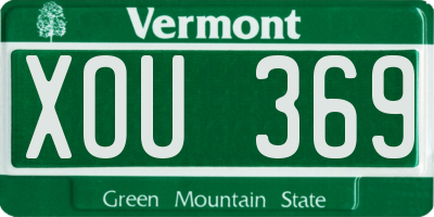 VT license plate XOU369