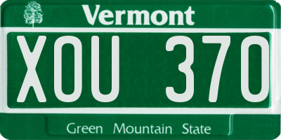 VT license plate XOU370