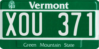 VT license plate XOU371