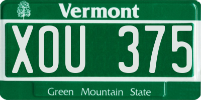 VT license plate XOU375
