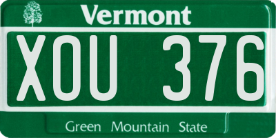 VT license plate XOU376