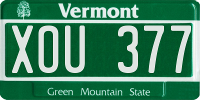 VT license plate XOU377