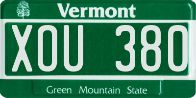 VT license plate XOU380