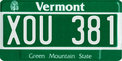 VT license plate XOU381