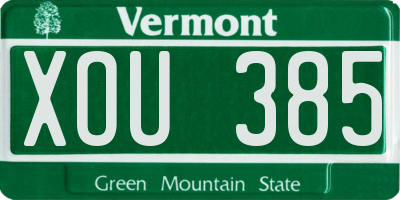 VT license plate XOU385