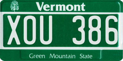 VT license plate XOU386