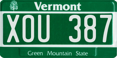 VT license plate XOU387