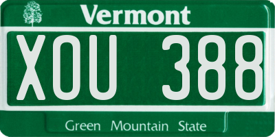 VT license plate XOU388