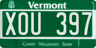 VT license plate XOU397