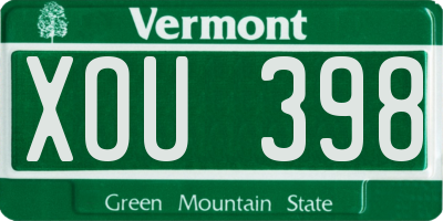 VT license plate XOU398