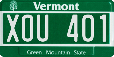 VT license plate XOU401