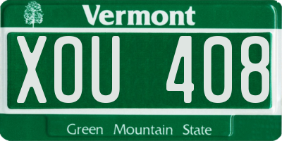 VT license plate XOU408