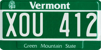 VT license plate XOU412