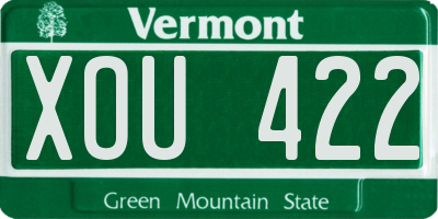 VT license plate XOU422