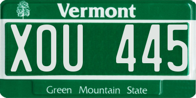 VT license plate XOU445