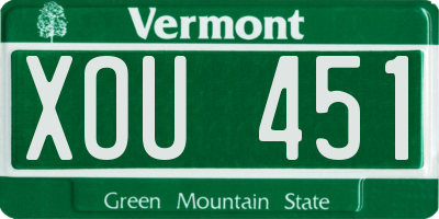VT license plate XOU451