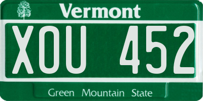 VT license plate XOU452