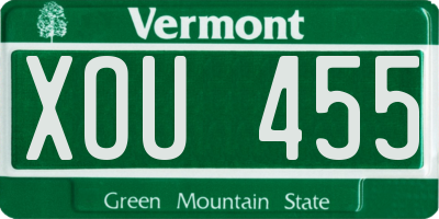 VT license plate XOU455