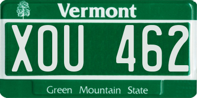 VT license plate XOU462