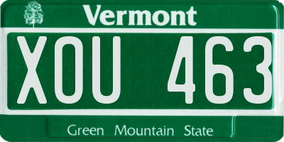 VT license plate XOU463