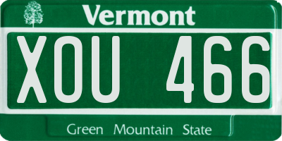 VT license plate XOU466