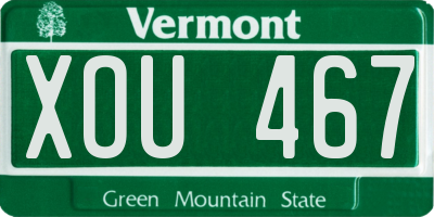 VT license plate XOU467