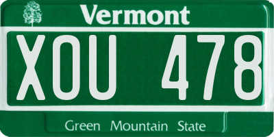 VT license plate XOU478