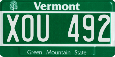 VT license plate XOU492