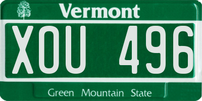 VT license plate XOU496