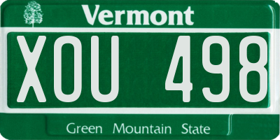 VT license plate XOU498