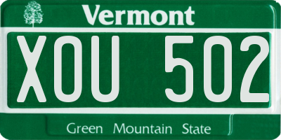 VT license plate XOU502