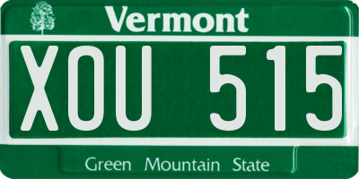 VT license plate XOU515