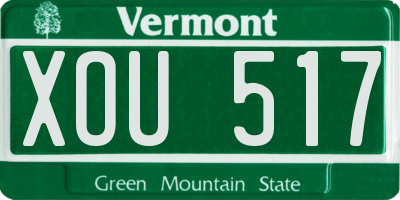 VT license plate XOU517
