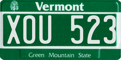VT license plate XOU523