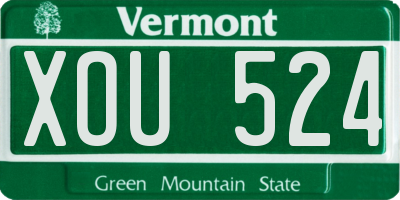 VT license plate XOU524