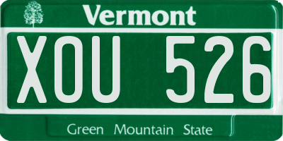 VT license plate XOU526