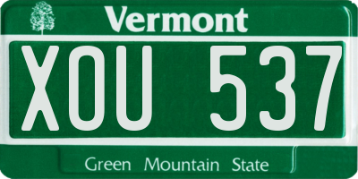 VT license plate XOU537
