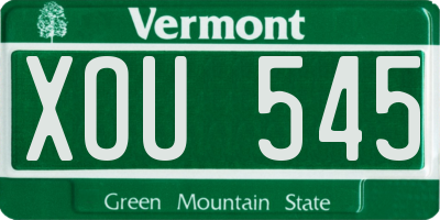 VT license plate XOU545