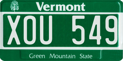 VT license plate XOU549