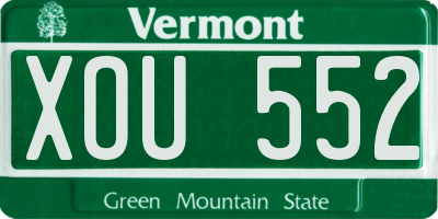 VT license plate XOU552