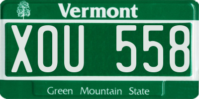 VT license plate XOU558
