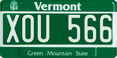 VT license plate XOU566