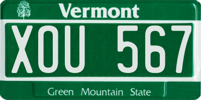 VT license plate XOU567