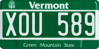 VT license plate XOU589