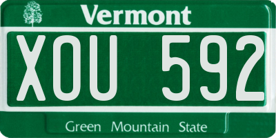 VT license plate XOU592