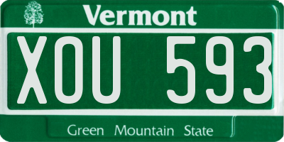 VT license plate XOU593