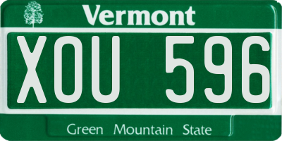 VT license plate XOU596