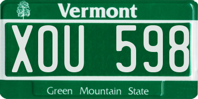 VT license plate XOU598